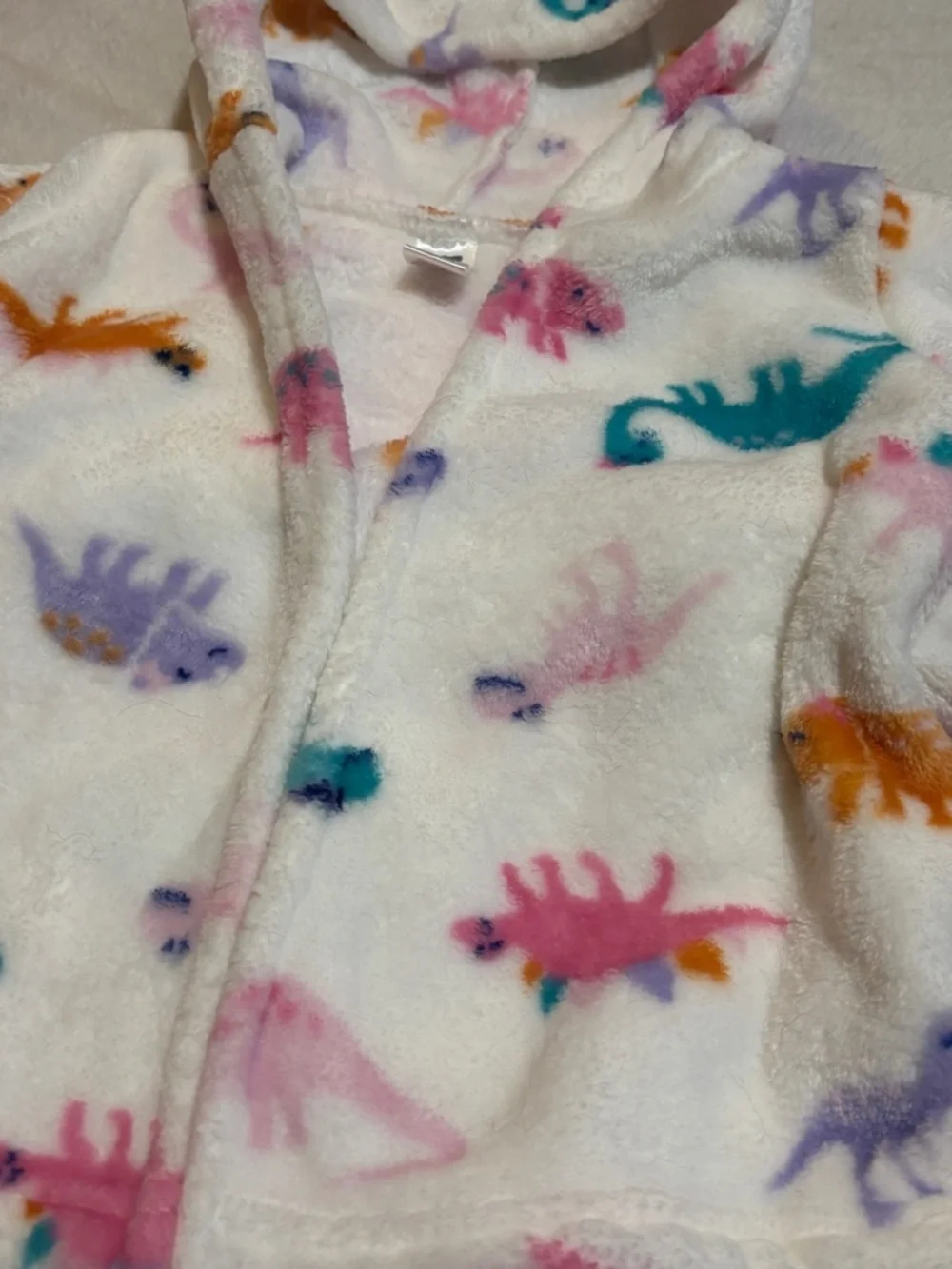 2PC 0-9 Month Baby Girl Bathrobe Bundle 0-9M 🦕 Hooded Plush Cozy Dino Robe Soft